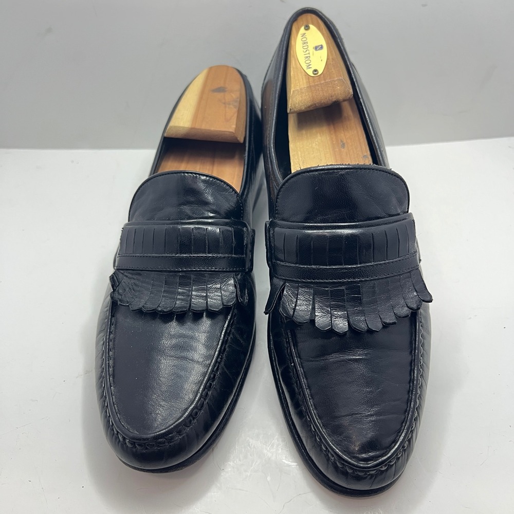 E.T. Wright Mens Black Leather Kiltie Loafers Made in Italy Size 9 A Vintage